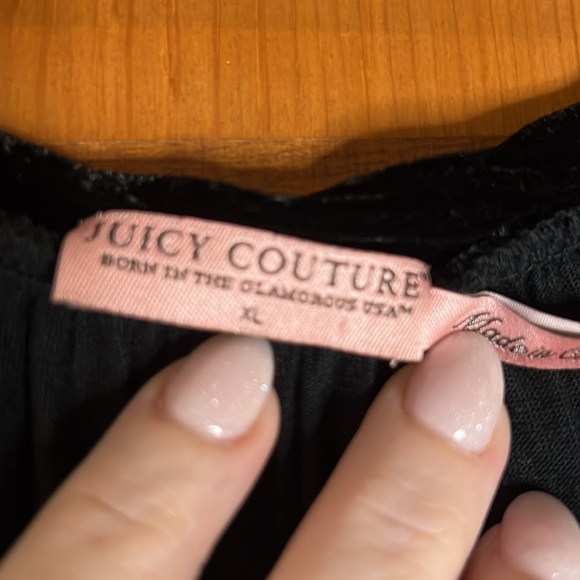 Women's Size XL Juicy Couture Short-Sleeve Dress Black With Velvet Trim - Picture 5 of 9